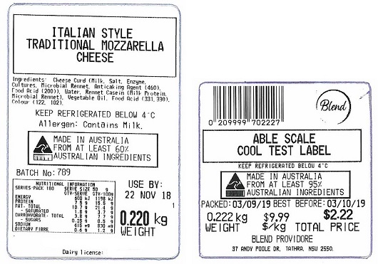 Custom Scale Labels for Cheese Manufacturer